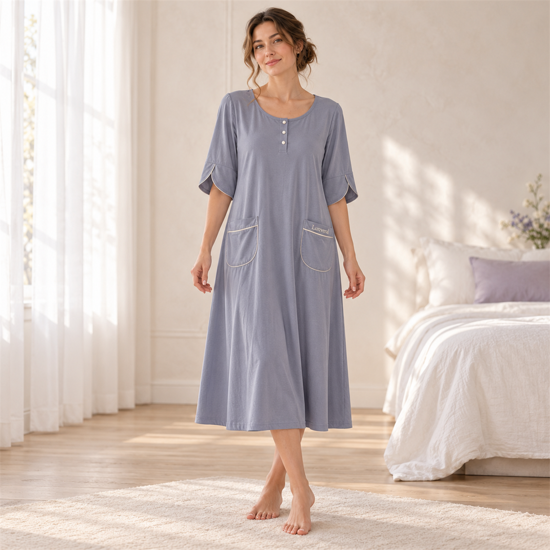 Lunveral Dusk Blue Sleep Dress